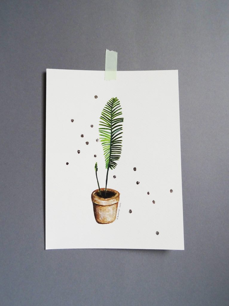 Watercolor skinny plant